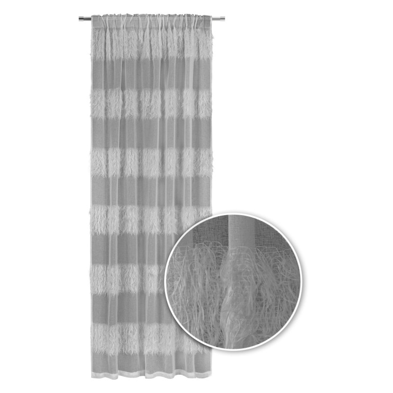Firana z taśmą WONDERFUL CHIC 140x300 szara